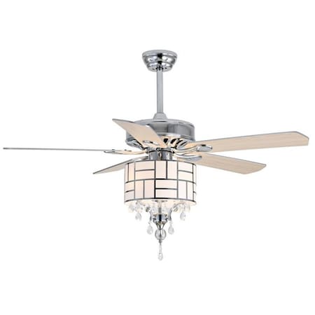 Safavieh Fint Ceiling Light Fan, Silver & White Maple CLF1013A